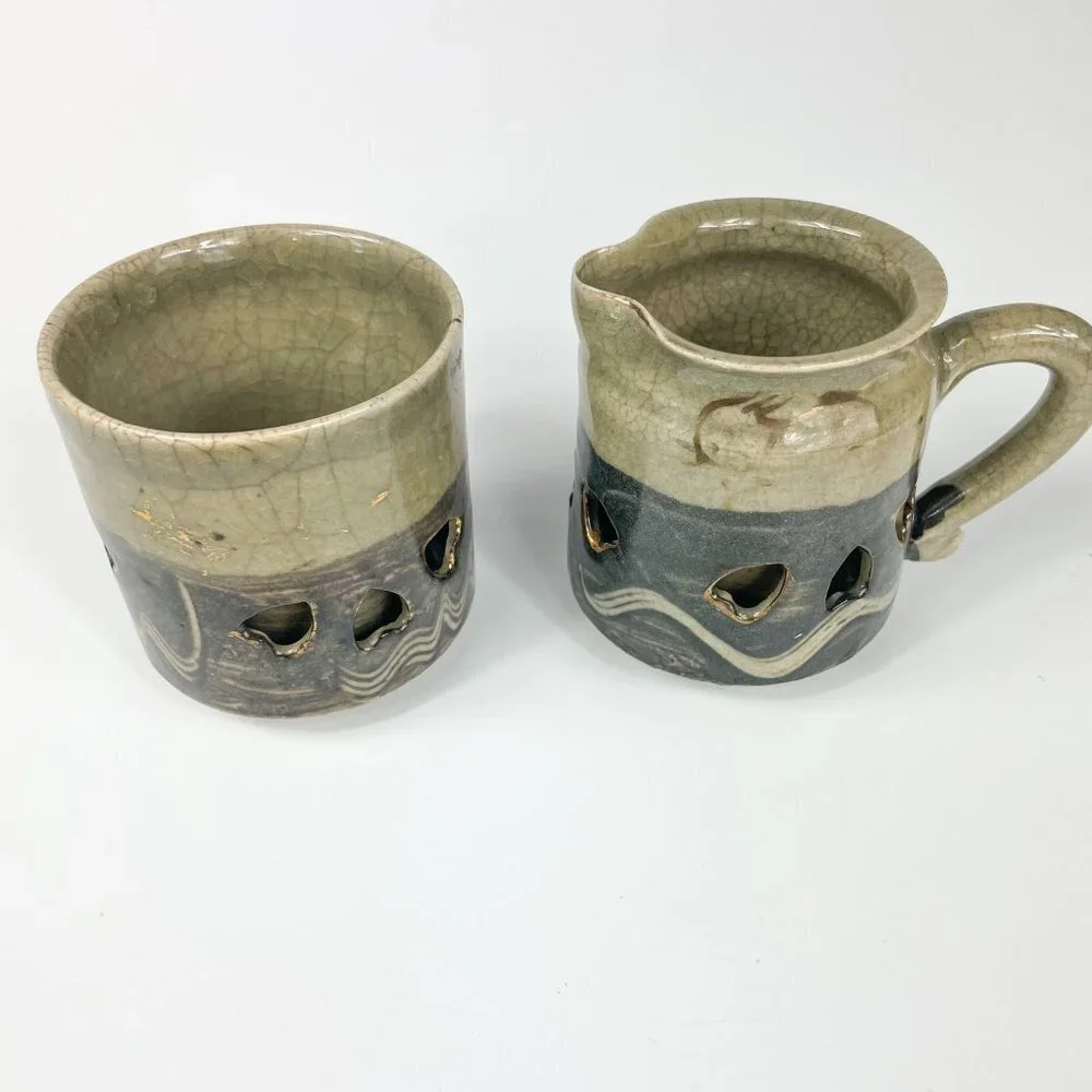 Somayaki Soma Ware Sugar Bowl and Creamer Set